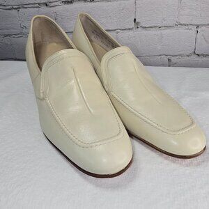 FOOT-SO-PORT STEPETTES VINTAGE BEIGE PUMPS SQUARE TOE BLOCK HEEL WOMENS SIZE 10